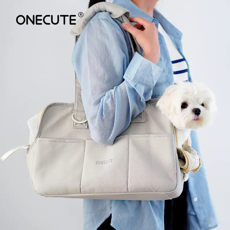 Soft Pet Carrier Bag for Small Dogs, Cats, and Rabbits, Foldable Travel Carrier with Safety Tether, 5 Storage Pockets, and Ventilated Mesh, Portable Puppy Kitten Bag