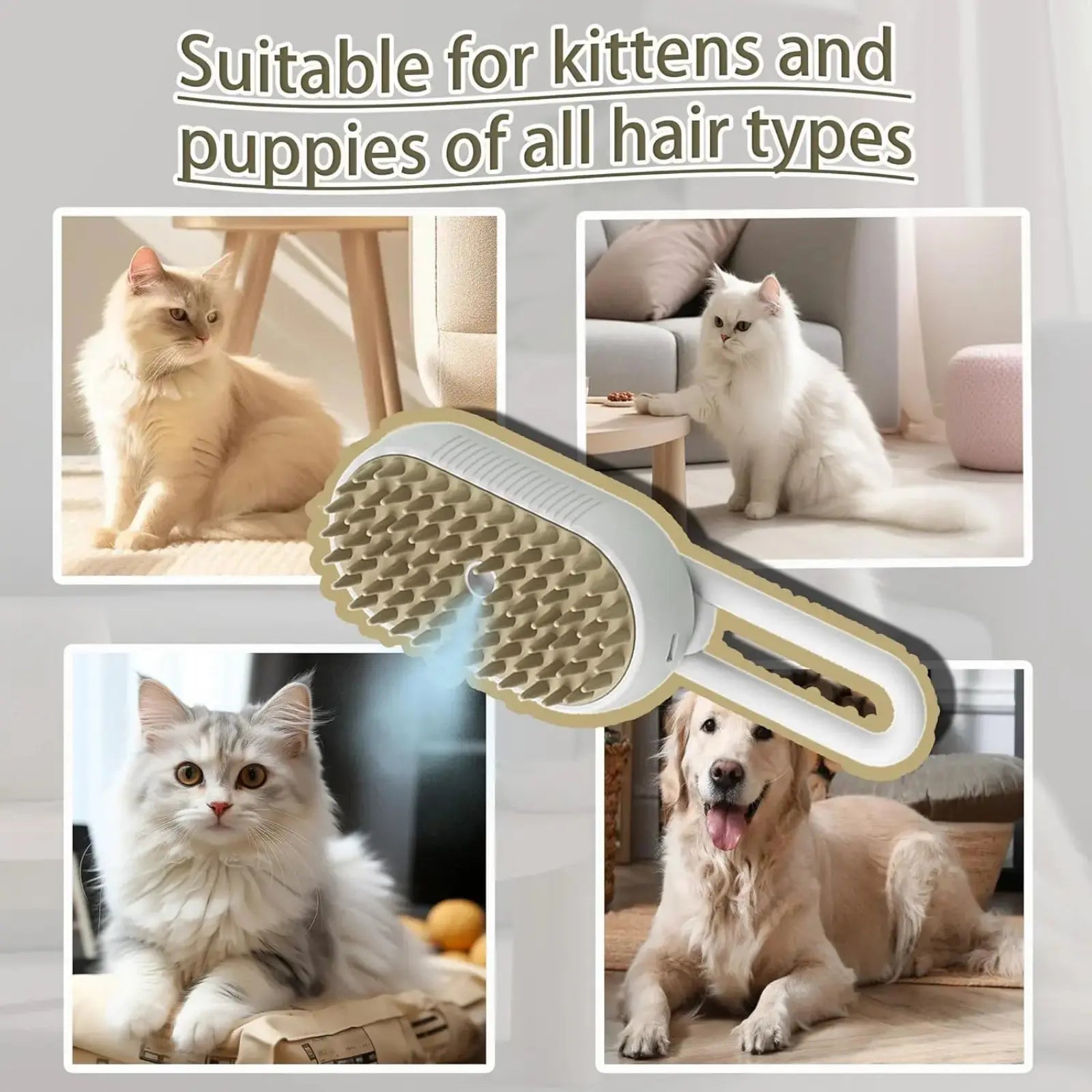 Pet Steam Brush for Cats and Dogs, 3 in 1 Deshedding Grooming Comb with Spray Mist, Hair Removal Brush for Loose Fur and Shedding, Gentle Massage Detangler