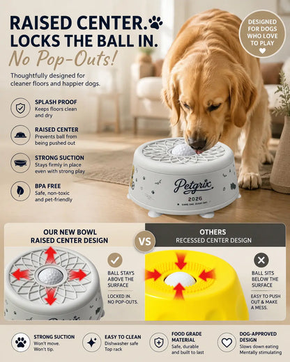 Slow Feeder Dog Bowl with Lick Mat Ball, No-Spill Interactive Enrichment Feeder, Strong Suction Base for Peanut Butter, Yogurt, and Bone Broth, Soccer Design for Dogs