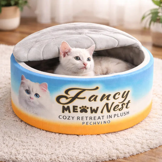 Covered Cat Bed for Indoor Cats, 19.7 in Enclosed Hideaway Cave with Soft Lid, Cozy Plush Warming House for Cats and Kittens, Ombre Design