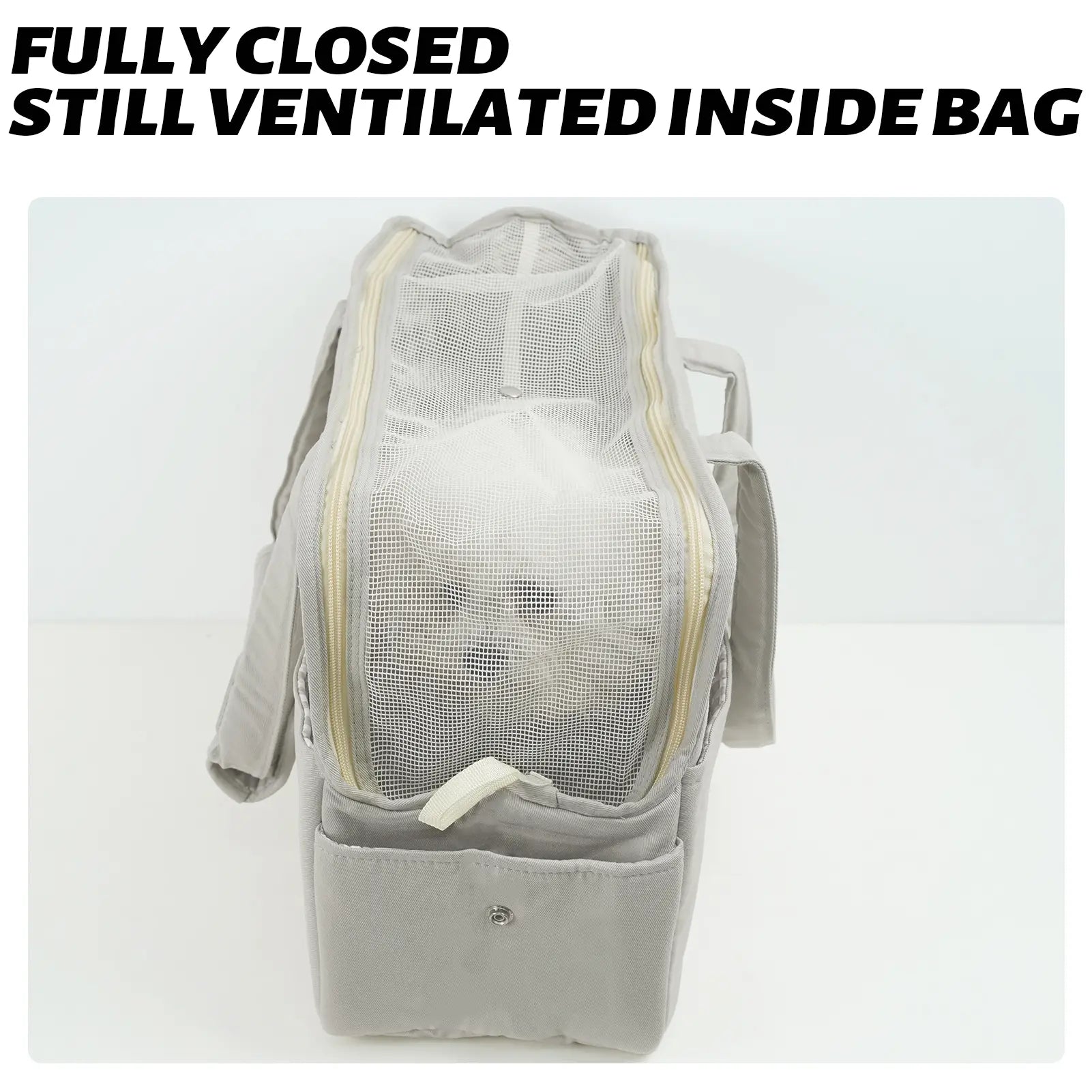 Soft Pet Carrier Bag for Small Dogs, Cats, and Rabbits, Foldable Travel Carrier with Safety Tether, 5 Storage Pockets, and Ventilated Mesh, Portable Puppy Kitten Bag