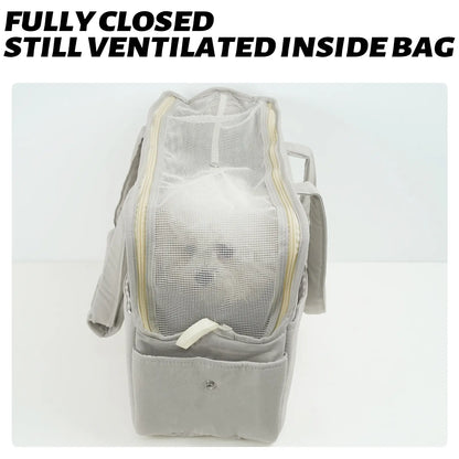 Soft Pet Carrier Bag for Small Dogs, Cats, and Rabbits, Foldable Travel Carrier with Safety Tether, 5 Storage Pockets, and Ventilated Mesh, Portable Puppy Kitten Bag