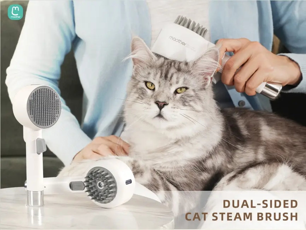 Pet Deshedding Brush for Cats and Dogs, 2 in 1 Steam Spray Grooming Comb, Self-Cleaning Hair Removal Brush for Loose Fur and Shedding, Gentle Massage Detangler