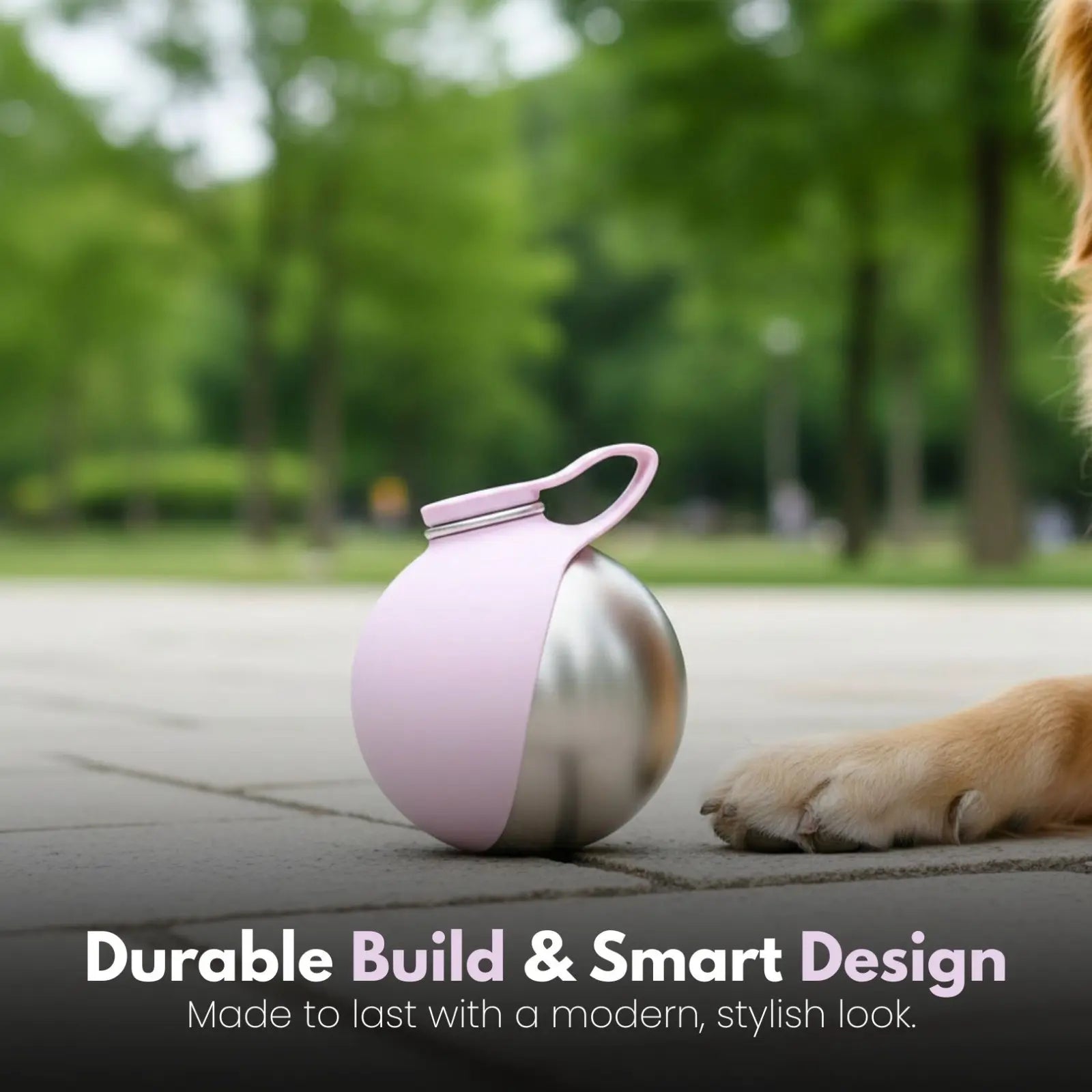 Portable Dog Water Bottle with Foldable Bowl, Leak-Proof Travel Water Dispenser for Dogs, 304 Stainless Steel 287ml Cup for Walks and Hiking