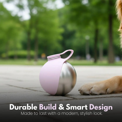 Portable Dog Water Bottle with Foldable Bowl, Leak-Proof Travel Water Dispenser for Dogs, 304 Stainless Steel 287ml Cup for Walks and Hiking