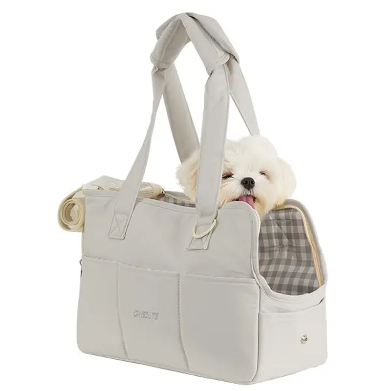 Soft Pet Carrier Bag for Small Dogs, Cats, and Rabbits, Foldable Travel Carrier with Safety Tether, 5 Storage Pockets, and Ventilated Mesh, Portable Puppy Kitten Bag