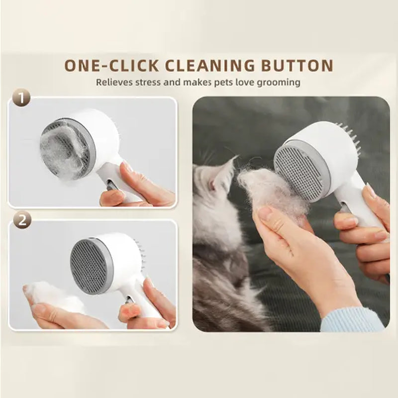 Pet Deshedding Brush for Cats and Dogs, 2 in 1 Steam Spray Grooming Comb, Self-Cleaning Hair Removal Brush for Loose Fur and Shedding, Gentle Massage Detangler