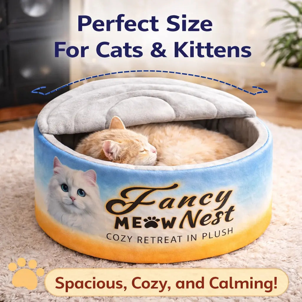 Covered Cat Bed for Indoor Cats, 19.7 in Enclosed Hideaway Cave with Soft Lid, Cozy Plush Warming House for Cats and Kittens, Ombre Design