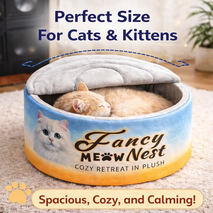 Covered Cat Bed for Indoor Cats, 19.7 in Enclosed Hideaway Cave with Soft Lid, Cozy Plush Warming House for Cats and Kittens, Ombre Design