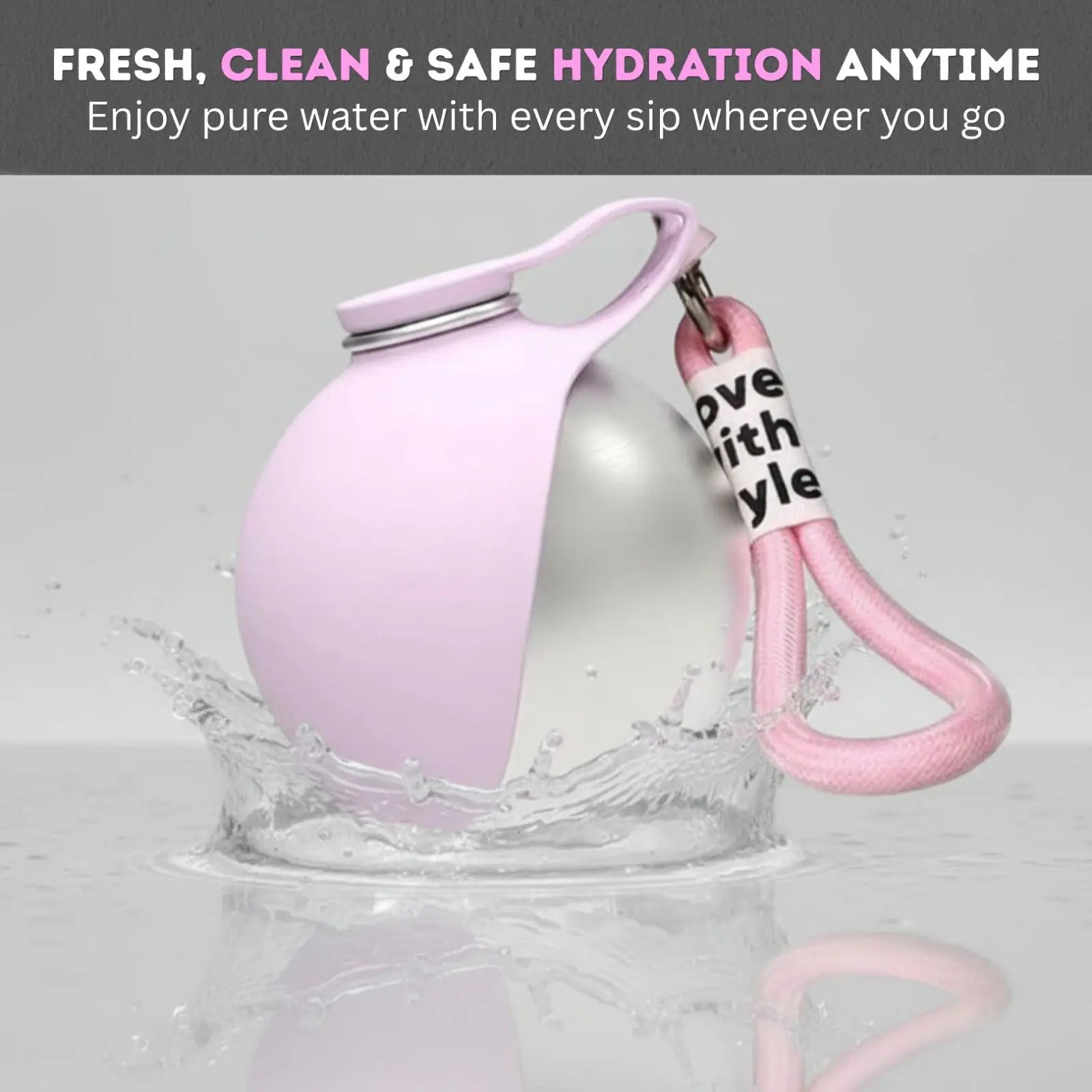Portable Dog Water Bottle with Foldable Bowl, Leak-Proof Travel Water Dispenser for Dogs, 304 Stainless Steel 287ml Cup for Walks and Hiking