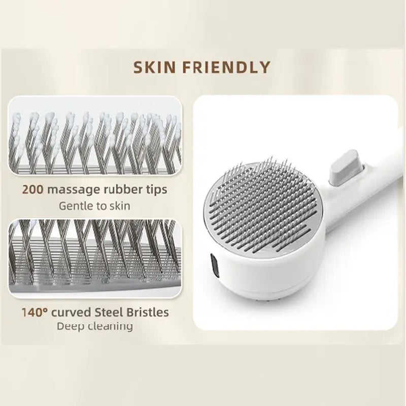 Pet Deshedding Brush for Cats and Dogs, 2 in 1 Steam Spray Grooming Comb, Self-Cleaning Hair Removal Brush for Loose Fur and Shedding, Gentle Massage Detangler