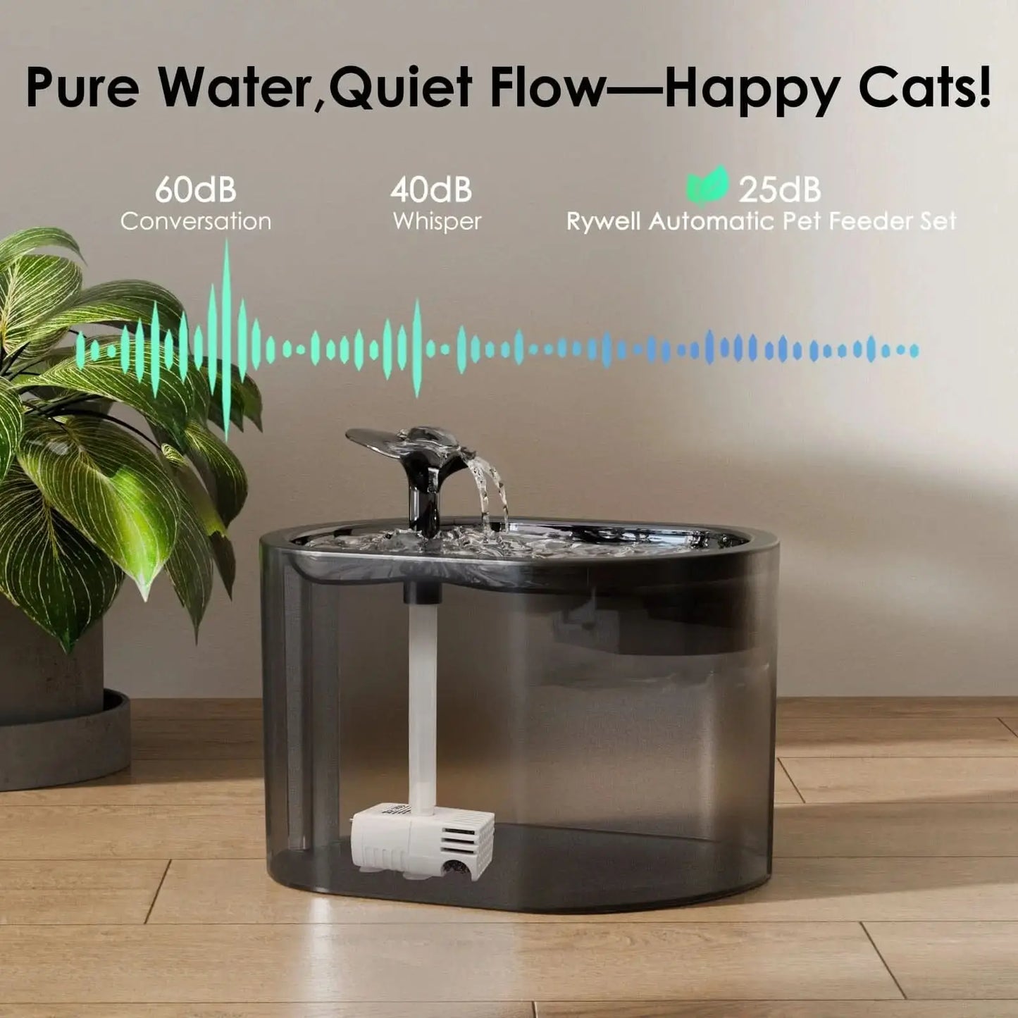Automatic Cat Feeder with Water Fountain, WiFi App-Controlled 2 in 1 Feeding Set, Programmable Timed Dispenser with Voice Recorder, Dual Power, 3L Food and 2.5L Water