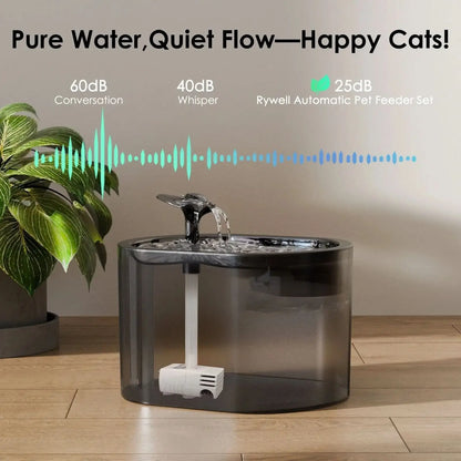 Automatic Cat Feeder with Water Fountain, WiFi App-Controlled 2 in 1 Feeding Set, Programmable Timed Dispenser with Voice Recorder, Dual Power, 3L Food and 2.5L Water