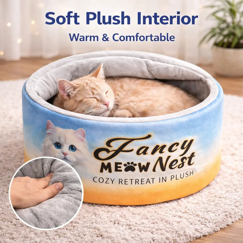 Covered Cat Bed for Indoor Cats, 19.7 in Enclosed Hideaway Cave with Soft Lid, Cozy Plush Warming House for Cats and Kittens, Ombre Design
