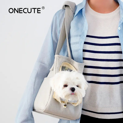 Soft Pet Carrier Bag for Small Dogs, Cats, and Rabbits, Foldable Travel Carrier with Safety Tether, 5 Storage Pockets, and Ventilated Mesh, Portable Puppy Kitten Bag