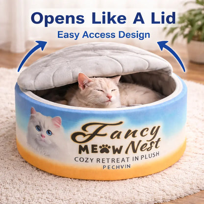 Covered Cat Bed for Indoor Cats, 19.7 in Enclosed Hideaway Cave with Soft Lid, Cozy Plush Warming House for Cats and Kittens, Ombre Design