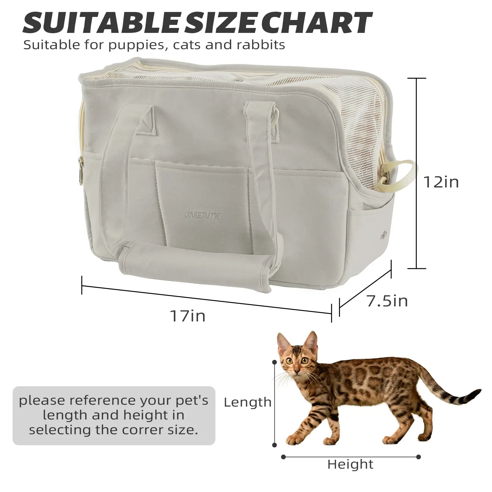 Soft Pet Carrier Bag for Small Dogs, Cats, and Rabbits, Foldable Travel Carrier with Safety Tether, 5 Storage Pockets, and Ventilated Mesh, Portable Puppy Kitten Bag