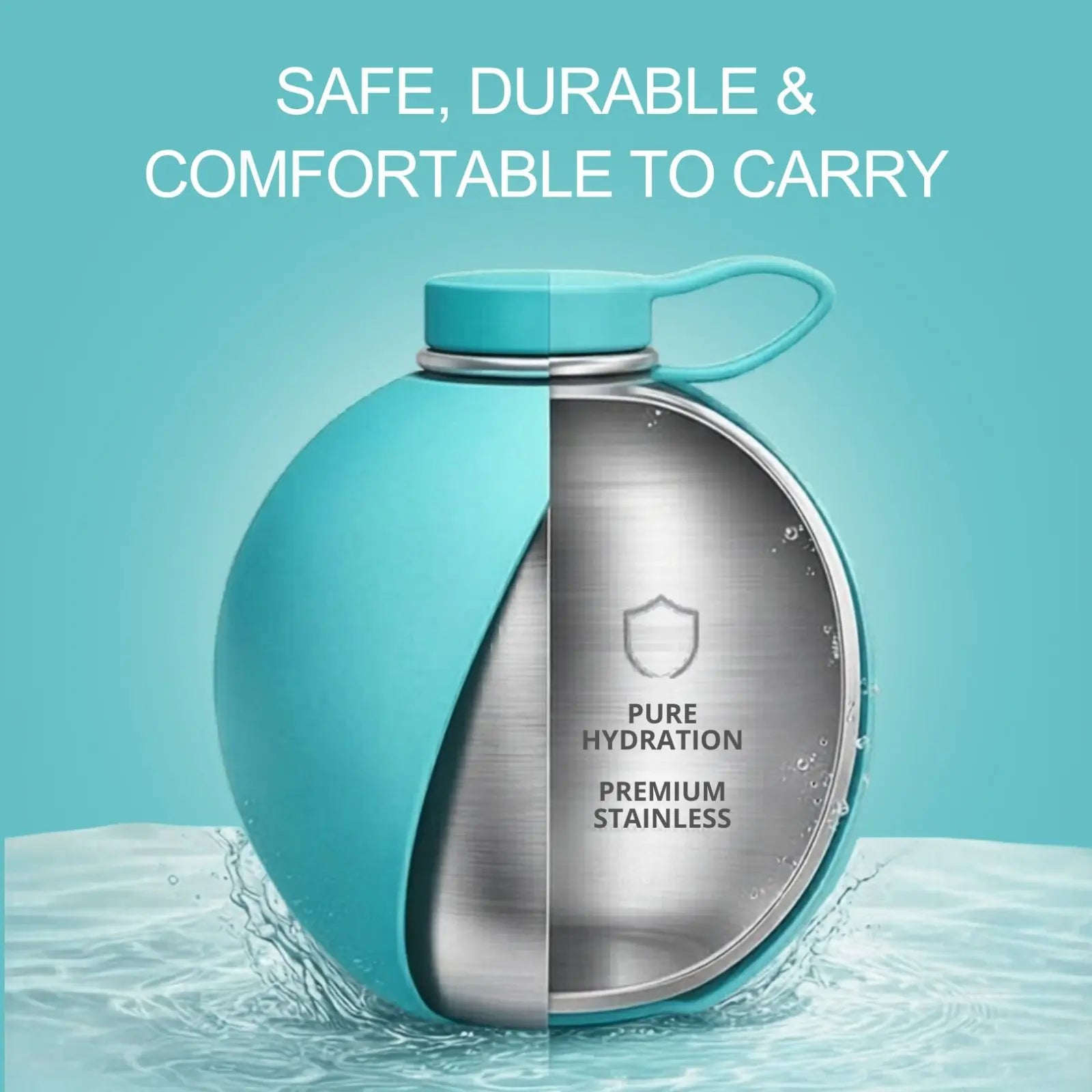 Portable Dog Water Bottle with Foldable Bowl, Leak-Proof Travel Water Dispenser for Dogs, 304 Stainless Steel 287ml Cup for Walks and Hiking