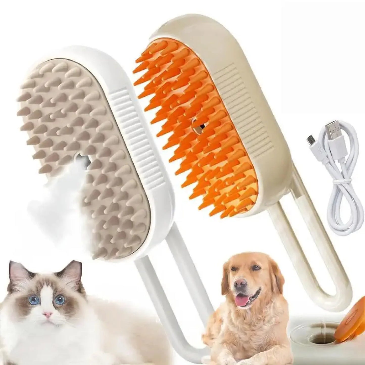 Pet Steam Brush for Cats and Dogs, 3 in 1 Deshedding Grooming Comb with Spray Mist, Hair Removal Brush for Loose Fur and Shedding, Gentle Massage Detangler