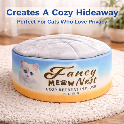 Covered Cat Bed for Indoor Cats, 19.7 in Enclosed Hideaway Cave with Soft Lid, Cozy Plush Warming House for Cats and Kittens, Ombre Design